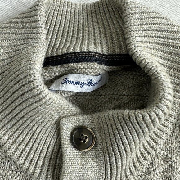 Tommy Bahama Sorrento Beach Button Mock Sweater Mens Size XL Beige Cable Knit - Picture 5 of 8